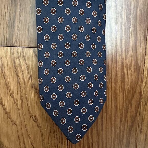 Robert Talbott USA Men's Navy Blue Polka Dot Pattern Silk Neck Tie - Picture 1 of 5